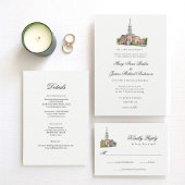 Traditionelle Hochzeit der Wasserfarbenkirche Einladung