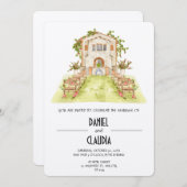 Traditionelle Hochzeit der Wasserfarbenkirche Einladung (Vorne/Hinten)