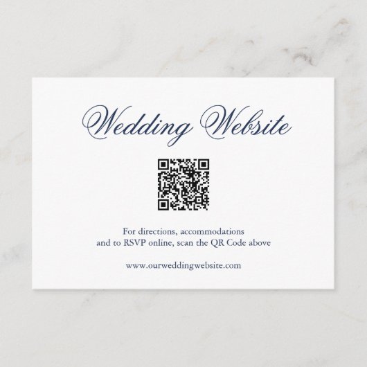 Traditionelle Hochzeit des Navy-Blue-Formal-QR-Cod Begleitkarte (Vorderseite)