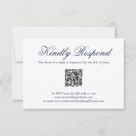 Traditionelle Hochzeit des Navy-Blue-Formal-QR-Cod RSVP Karte