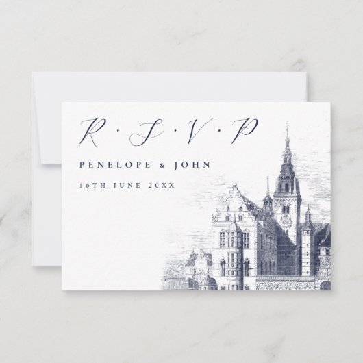 Traditionelle Hochzeit des Script Palace RSVP Karte (Vorderseite)