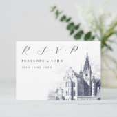 Traditionelle Hochzeit des Script Palace RSVP Karte (Stehend Vorderseite)