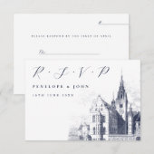 Traditionelle Hochzeit des Script Palace RSVP Karte (Vorne/Hinten)