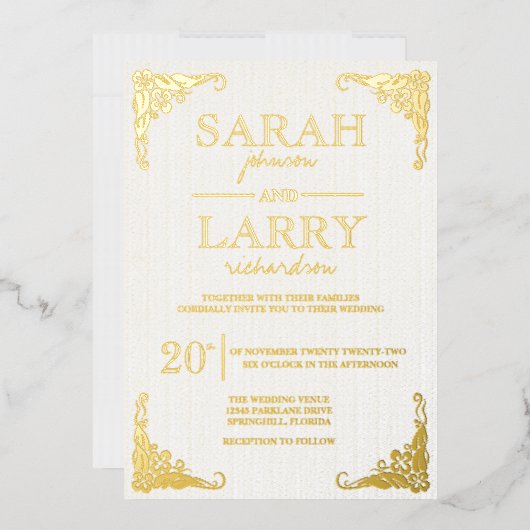 Traditionelle Hochzeit in Gold Hawaii Folieneinladung (Briefumschlag)