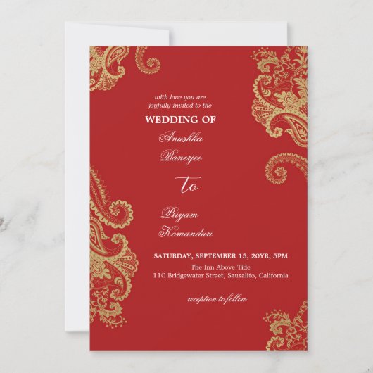 Traditionelle Hochzeit in Henna Einladung (Vorderseite)