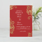 Traditionelle Hochzeit in Henna Einladung (Stehend Vorderseite)