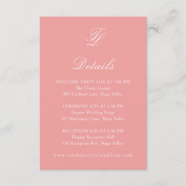 Traditionelle Hochzeit in Korallenrosa Begleitkarte