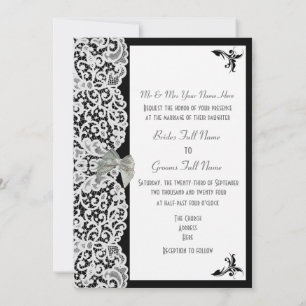 Traditionelle Hochzeit in Schwarz-Weiß Einladung