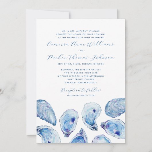 Traditionelle Hochzeit mit blauem Austern Einladung (Vorderseite)