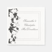 Traditionelle Hochzeit mit Blumen in Schwarz und W Serviette (Vorderseite)