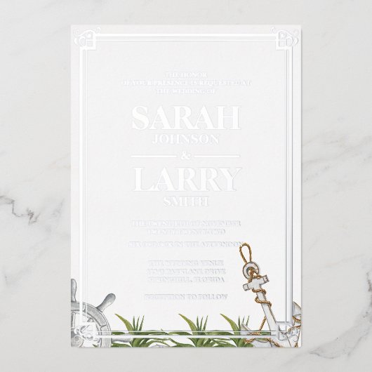 Traditionelle Hochzeit mit dem Thema Strand und el Folieneinladung (Vorderseite)