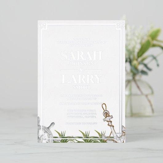 Traditionelle Hochzeit mit dem Thema Strand und el Folieneinladung (Stehend vorne)