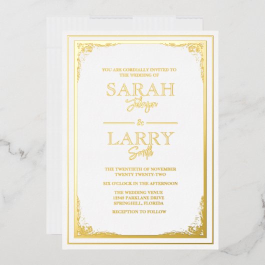 Traditionelle Hochzeit mit edlem Gold Folieneinladung (Briefumschlag)