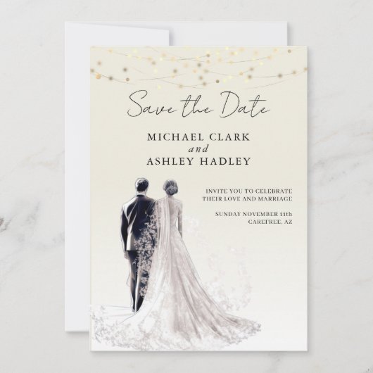 Traditionelle Hochzeit mit elegantem Skript Save The Date (Vorderseite)