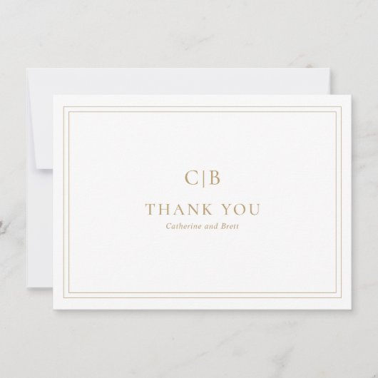 Traditionelle Hochzeit mit Gold Dankeskarte (Vorderseite)