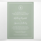 Traditionelle Hochzeit mit Grün Dreifach Gefaltete Einladung (Innenseite Mitte)