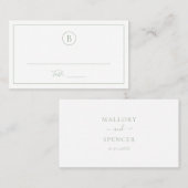 Traditionelle Hochzeit mit Grün Platzkarte (Vorne/Hinten)