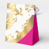 Traditionelle Hochzeit mit weißem, rosa und goldfa Geschenkschachtel (Rückseite)