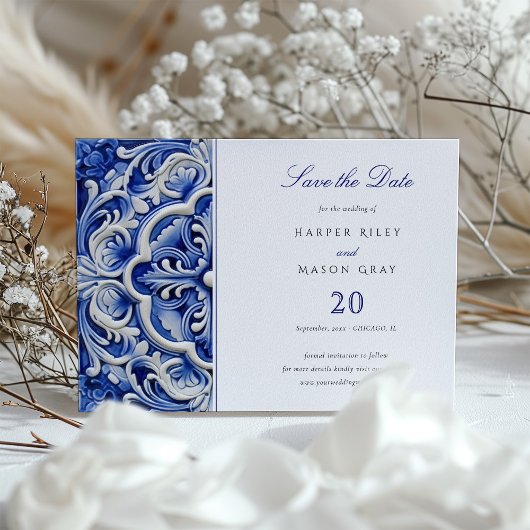 Traditionelle Hochzeit von Azulejo "Save the Date" Einladung