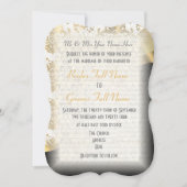 Traditionelle Hochzeit von Schwarz-Gold-Damast Einladung (Vorderseite)