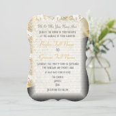 Traditionelle Hochzeit von Schwarz-Gold-Damast Einladung (Stehend Vorderseite)