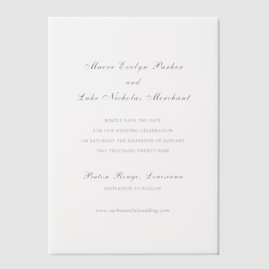 Traditionelle Hochzeit zum Speichern des Datums Pergament Einladungen (Vorderseite)