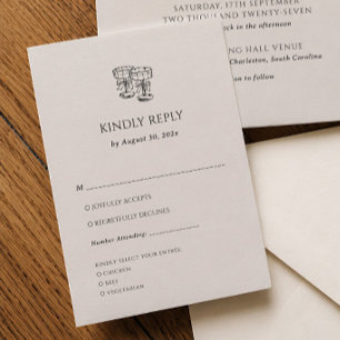 Traditionelle Hochzeits-Antwortkarte 'Old Money'  Begleitkarte