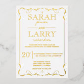 Traditionelle Hochzeitsfeier mit elegantem Goldfoi Folieneinladung (Vorderseite)