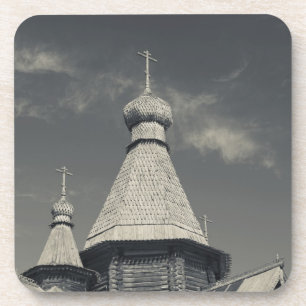 Traditionelle hölzerne russisch-orthodoxe Kirche Getränkeuntersetzer