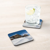 Traditionelle Holzhütten im Schnee Getränkeuntersetzer (Rechte Seite)