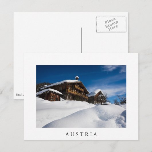 Traditionelle Holzhütten im Schnee Postkarte (Vorne/Hinten)