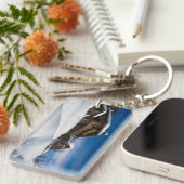 Traditionelle Holzhütten im Schnee Schlüsselanhänger (Vorderseite rechts)