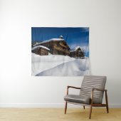 Traditionelle Holzhütten im Schnee Wandteppich (Beispiel (Horizontal))