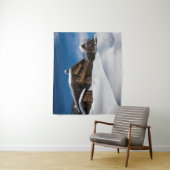 Traditionelle Holzhütten im Schnee Wandteppich (Beispiel)