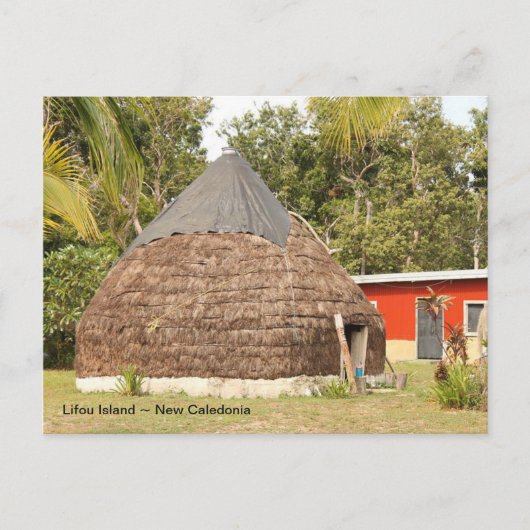 Traditionelle Hütte, Insel Lifou, Neukaledonien Postkarte (Vorderseite)