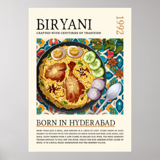 Traditionelle Hyderabadi-Biryani-Kunst im Vintage- Poster