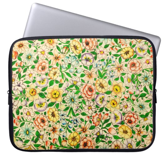 Traditionelle indische Blumenmuster Laptopschutzhülle (Vorderseite)