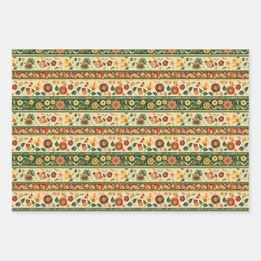 Traditionelle indische Flora Geschenkpapier Set (Vorderseite)