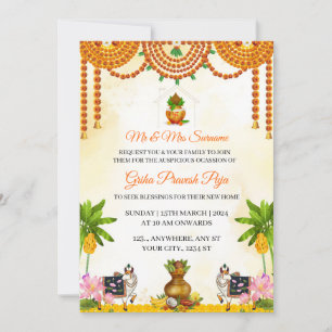 Traditionelle indische Griha Pravesh Puja-Einladun Einladung