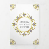 Traditionelle indische Hochzeit Mandala in Weiß un Dreifach Gefaltete Einladung (Cover)