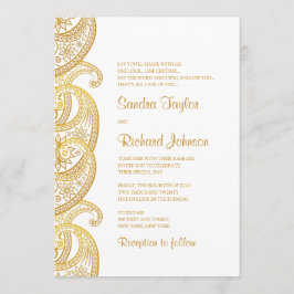 Traditionelle indische Hochzeit mit Gold Paisley Einladung
