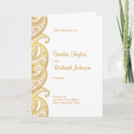 Traditionelle indische Hochzeit mit Gold Paisley Programm