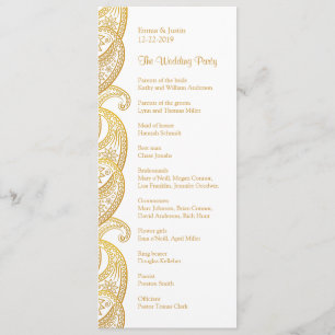Traditionelle indische Hochzeit mit Gold Paisley Programm