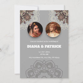 Traditionelle indische Hochzeitseinladung in Gray Einladung