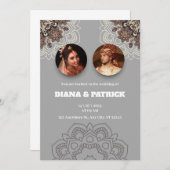 Traditionelle indische Hochzeitseinladung in Gray Einladung (Vorne/Hinten)