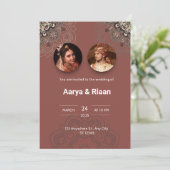 Traditionelle indische Hochzeitseinladung in Rot Einladung (Stehend Vorderseite)