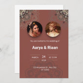 Traditionelle indische Hochzeitseinladung in Rot Einladung (Vorne/Hinten)