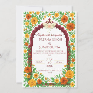 Traditionelle indische Hochzeitseinladung mit Blum Einladung