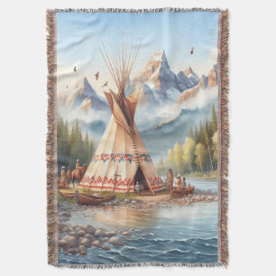 Traditionelle indische Teepee Nature Scene Digi Decke