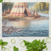 Traditionelle indische Teepee Nature Scene Digi Geschirrtuch (Gefaltet)